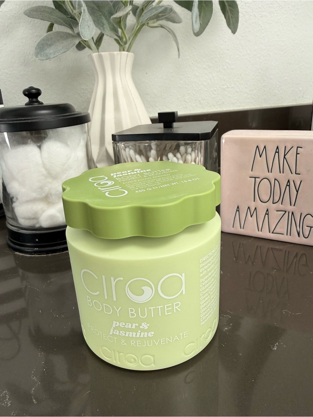 Ciroa Pear & Jasmine Body Butter — Lime Green Jar
